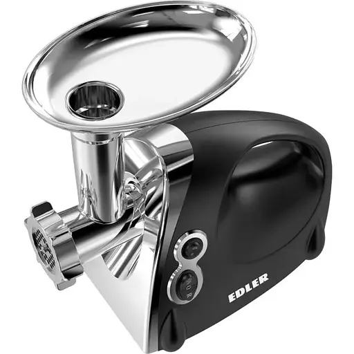 М'ясорубка Edler EMG-204BVC, Steel/Black, 2000W, диски для подрібнення 3/5/7мм, насадка для ковбасок/«кеббе», терки (приготування дерунів, дрібне та стандартне шинкування, слайсер), реверс - фото 3