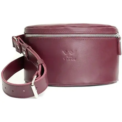 Шкіряна поясна сумка бордова - фото 1