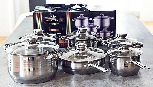Набір каструль з кришками та сковородою Royalty Line RL-1231, 12 предметів - фото 2