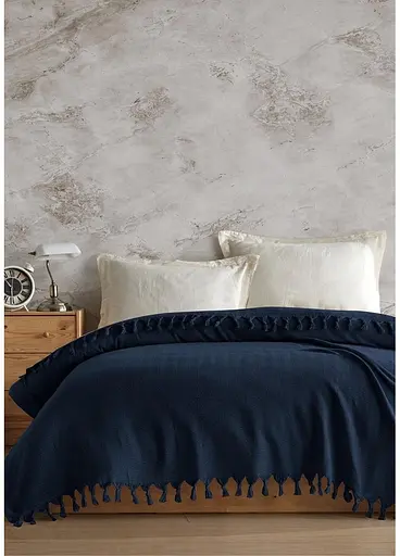 Плед-покрывало Cotton SARRA хлопок темно-синий евро 200х230 см. TC303376073 - фото 1