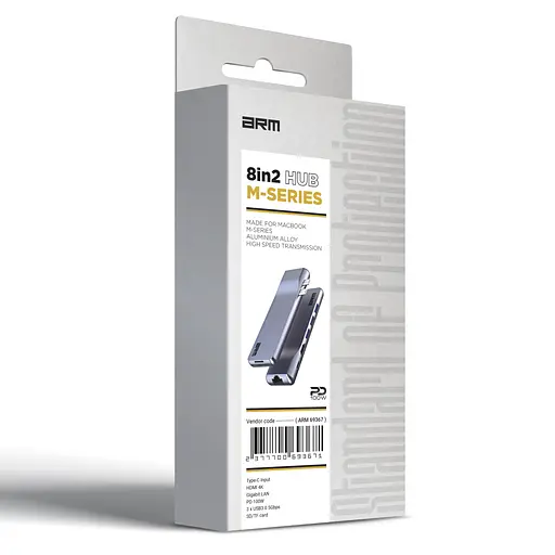 Хаб USB-C ArmorStandart For MacBook M-Series HD4K+LAN+PD+3USB+TF/SDcard Grey (ARM69367) - фото 3