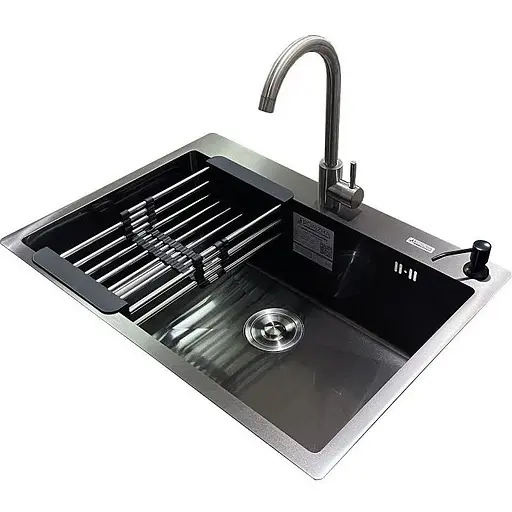 Комплект мийка + змішувач Romzha Arta U-650S Max BL (A)