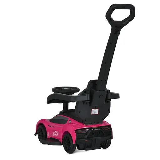 Детская каталка-толокар 2 в 1 M 5106-8 розовй, с родителькой ручкой - фото 4