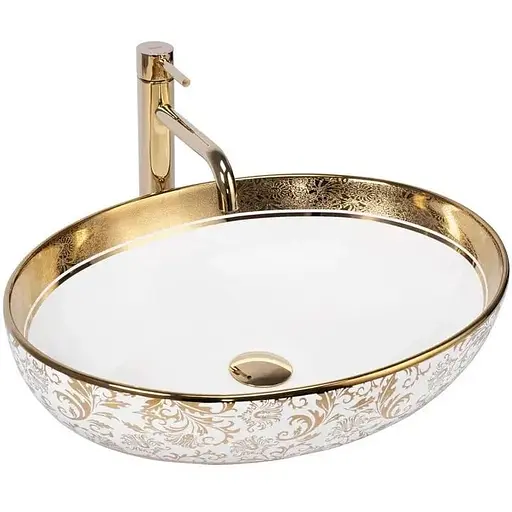 Умивальник Rea Margot white gold накладний REA-U9650, Золотий - фото 1