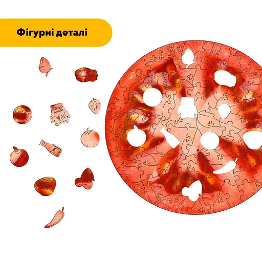 Дерев'яний фігурний пазл Томат, А5, Дерев'яна коробка 35 елементів - фото 3