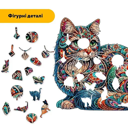 Пазл деревянный Кошачья Мозаика, А3, 200 элементов, Картонная коробка - фото 3