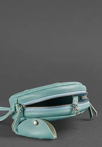 Шкіряна кругла жіноча сумка Бон-Бон бірюзова - фото 4