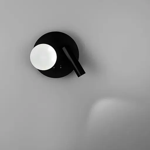 Кругле бра із спотом та плафоном у чорному корпусі Ø 17 см | Арт. WB25/2 BK | Line F - фото 2