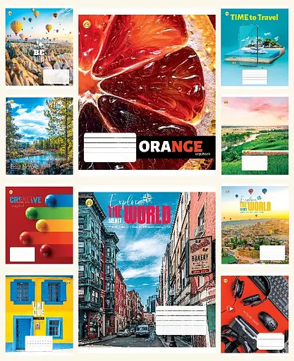 Зошити учнівські 48 аркушів клітинка Люкс Мікс 1, 10 шт. в упаковці