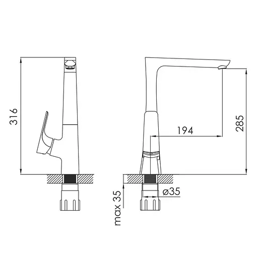 Змішувач для кухні Imprese Pivot WV 35 мм хром f03408501WV Хром - фото 2