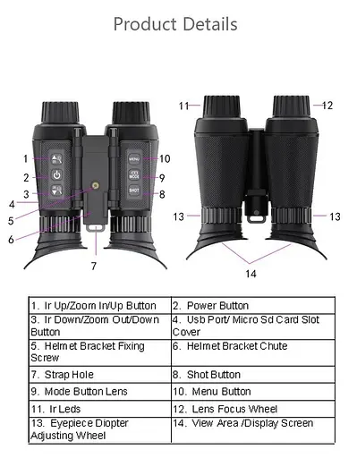 Тактический бинокль ночного видения NV8300 Super Light HD 36MP 3D 4K (до 500м) - фото 7