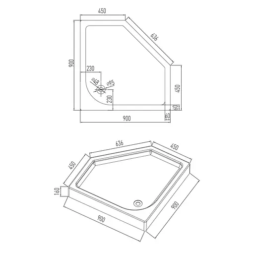 Душовий піддон Volle Nemo 90x90 10-22-170tray - фото 2