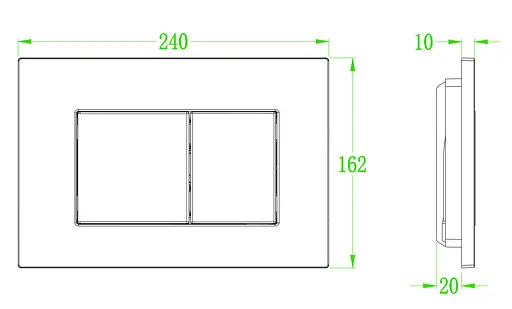 Панель змиву Koer KT-0602-16 пластикова, кнопка квадратна KR5182, Чорний - фото 2