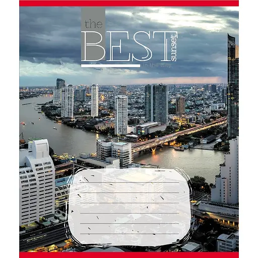 Зошит загальний "Захід сонця у місті" Leader 096-630190K-3 в клітинку, 96 аркушів - фото 1