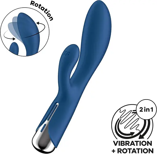 Вібратор-кролик Satisfyer Spinning Rabbit 1 20 см синій - фото 3