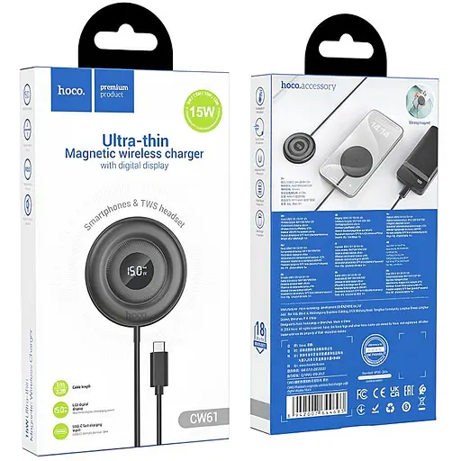 БЗП Hoco CW61 Phantom magnetic with digital display Black - фото 5