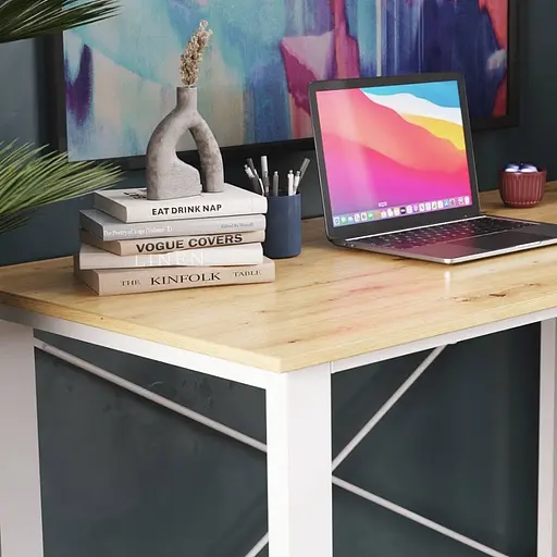 Письмовий стіл Ferrum-decor Драйв 750x1000x700 Білий метал ДСП Дуб Артізан 32 мм (FRD-103378) - фото 2