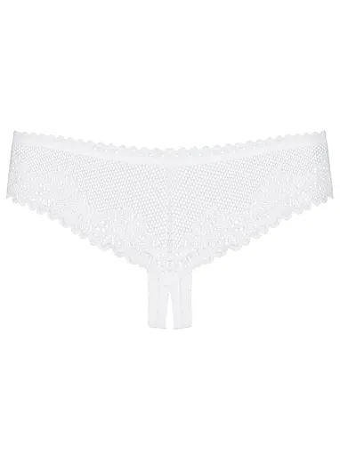 Стрінги з відкритим доступом Obsessive Alabastra S/M білий - фото 2