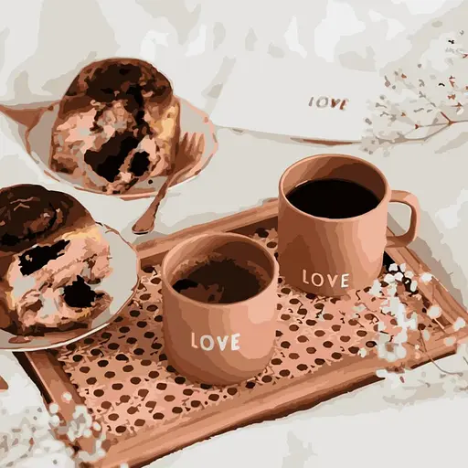 Набір для розпису по номерах Два горнятка кави, Strateg, 40x40 см, SK048