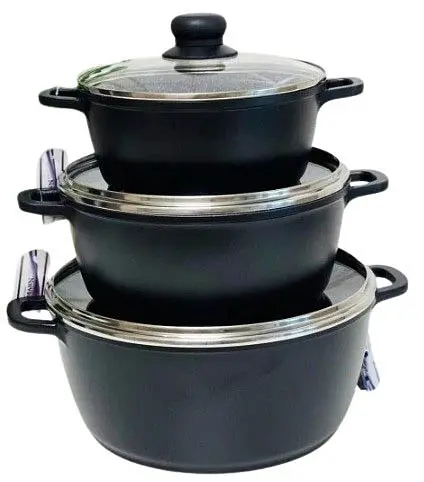 Набор кастрюль Bohmann BH-6006-MRB 6 предметов для всех типов плит Черный - фото 4