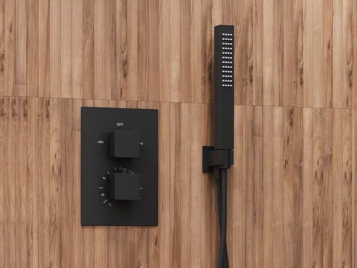 Душова система прихованого монтажу Corsan Adour black + BOX з термостатом Z01TBL, Чорний матовий - фото 5