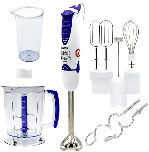 Блендер Rotex RTB508-W (подрібнювач, 2 міксера, спінювач, тістоміс) - фото 1