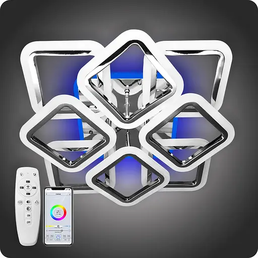 Люстра світлодіодна 517 Dlight 3color з пультом 110Вт Хром (01717) - фото 2