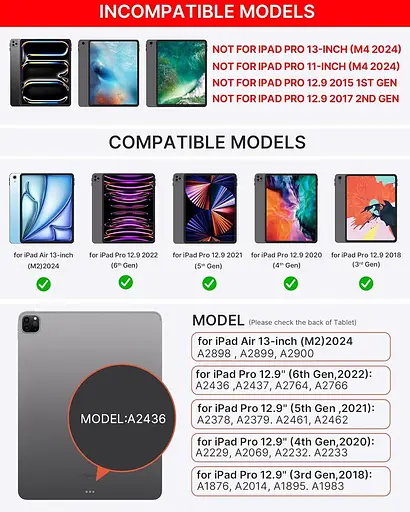 Чохол-клавіатура для iPad Air 13 та iPad Pro 12,9, 6, 5, 4-го, 3-го покоління, Magic Keyboard для iPad Pro 12,9, магнітний чохол - фото 5