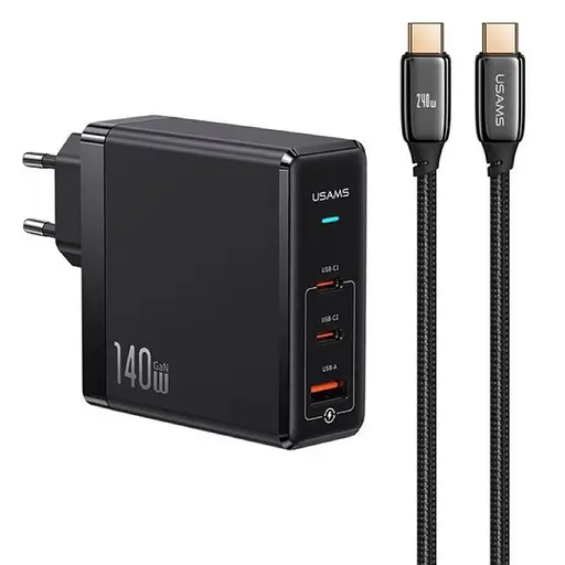 Зарядний пристрій адаптер живлення Usams T52 US-UM Fast Charger Kit GaN US-CC168 140W - фото 1