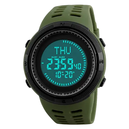 Годинник чоловічий спортивний з компасом Skmei 1254 Compass (Зелений) - фото 2