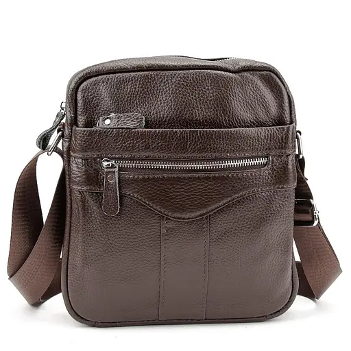 Шкіряний маленький чоловічий месенджер коричневий Tiding Bag M56-0187C