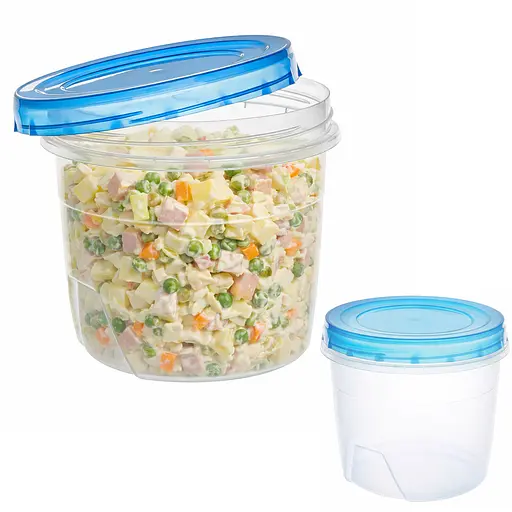 Контейнер лоток судочок круглий із кришкою PP, що закручується, 1 л 88091 - фото 2