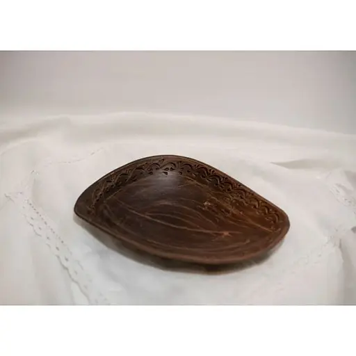 Блюдо овальное керамическое (глиняное) резное Коричневое