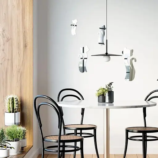 Дзеркальний декор Wall Sticker SW-00002494 акриловий самоклеючий Котики 4 шт. срібло - фото 5