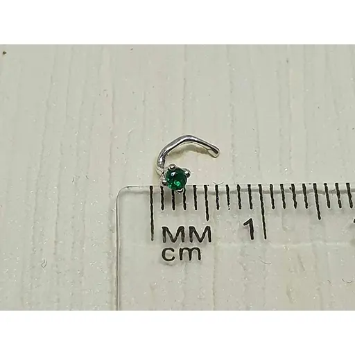 Срібна сережка-пірсинг в ніс Dear. 1018.1С Зелений - фото 4