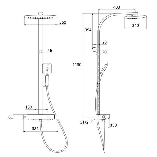 Душова система Imprese Centrum T-15610W, Білий - фото 2