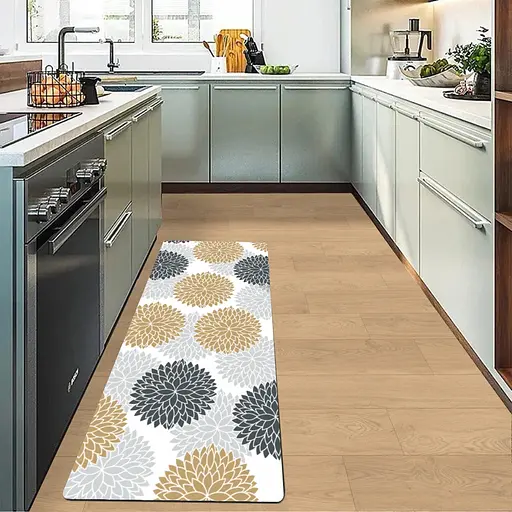 Суперпоглощающий Антискользящий Коврик Aquarius для ванной и кухни 50 х 120 см Серые/Бежевые Цветы