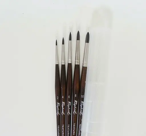 Набор кистей для масла Raphael Textura, круглые, 5 шт, 0. 4, 8, в тубусе - фото 5