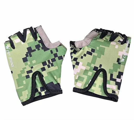 Велорукавиці дитячі West Biking YP0211248 з короткими пальцями L (6-7 р) камуфляж Black-Green (G0001836) - фото 3