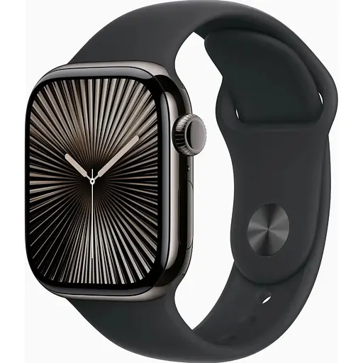 Смарт-годинник Apple Watch Series 10 GPS + Cellular 42mm Slate Titanium Case w. Black Sport Band - M/L (MWXH3)