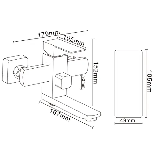 Змішувач для ванни Globus Lux KUBUS SKU-102N нержавійка євро для душу з функціональним комплектом - фото 2