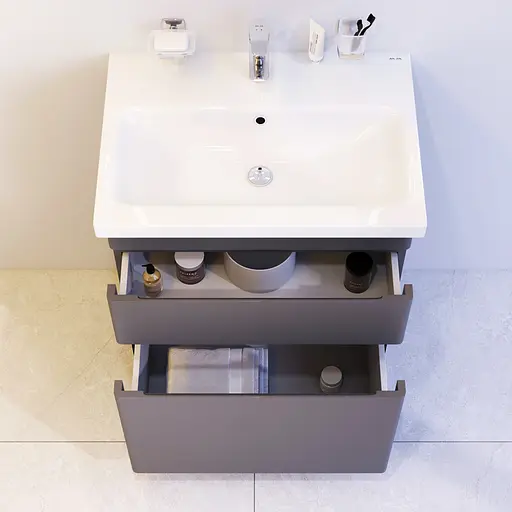 Тумба з умивальником AM.PM Hit 60 см підлогова графіт матовий M93A-FSX0602-WC0602GM38 Графіт - фото 3