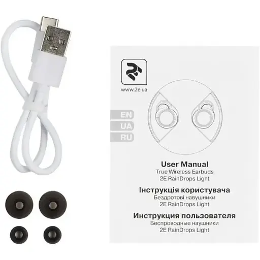 Наушники TWS 2E RainDrops Light True Wireless Waterproof Mic-EBTWRDLWT White (2E-EBTWRDLWT) - фото 4