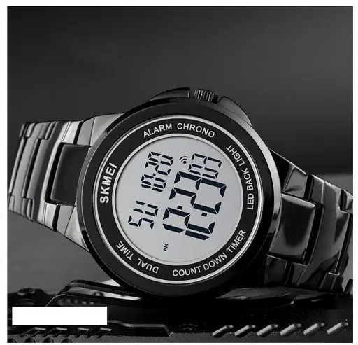 Чоловічий наручний годинник Skmei 1712 Чорний з білим циферблатом - фото 3