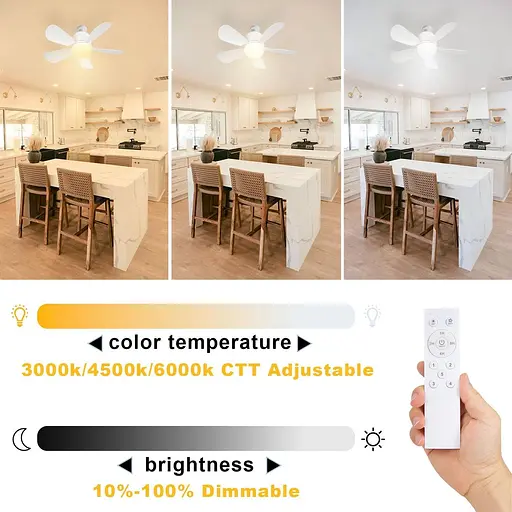 Gliztech Стельовий вентилятор з підсвічуванням та пультом дистанційного керування - фото 3