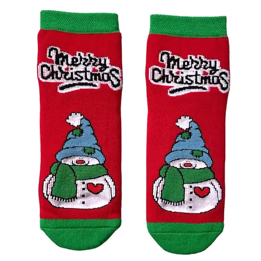 Детские Новогодние носки из индийского хлопка махровые Снеговичок 423011 - фото 1