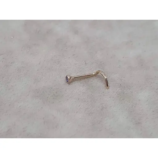 Золотая серьга-пирсинг в нос Dear с фианитом.1024.1 Фиолетовый - фото 2