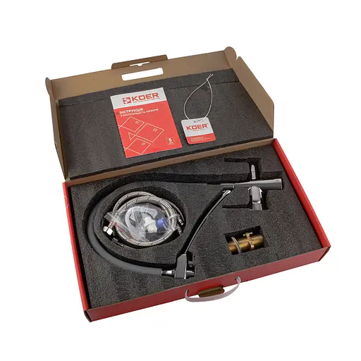 Смеситель для кухни на две воды с гибким изливом Koer KB-72003-01 KR3375 Хром - фото 8