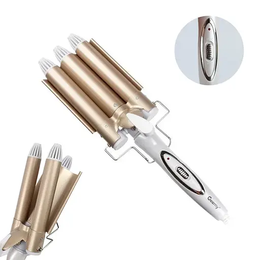 Тройная плойка для волос Geemy GM 1988 плойка три волны керамика 25 мм щипцы для создания волн 45 Вт Белый - фото 2