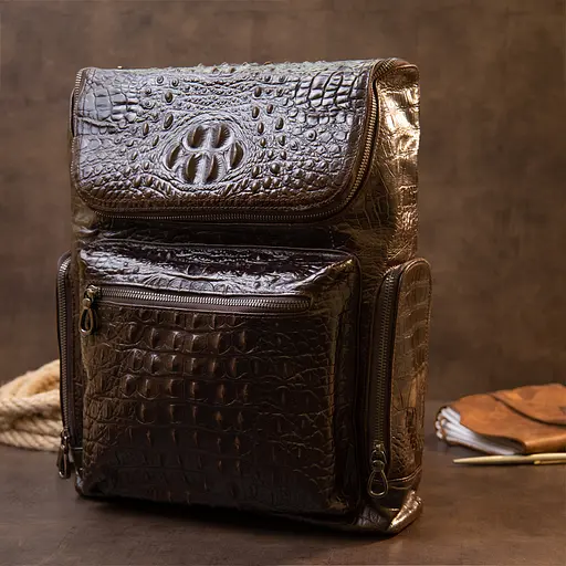 Кожаный рюкзак под рептилию Vintage 30х37,5х9 см sum0013916 - фото 6